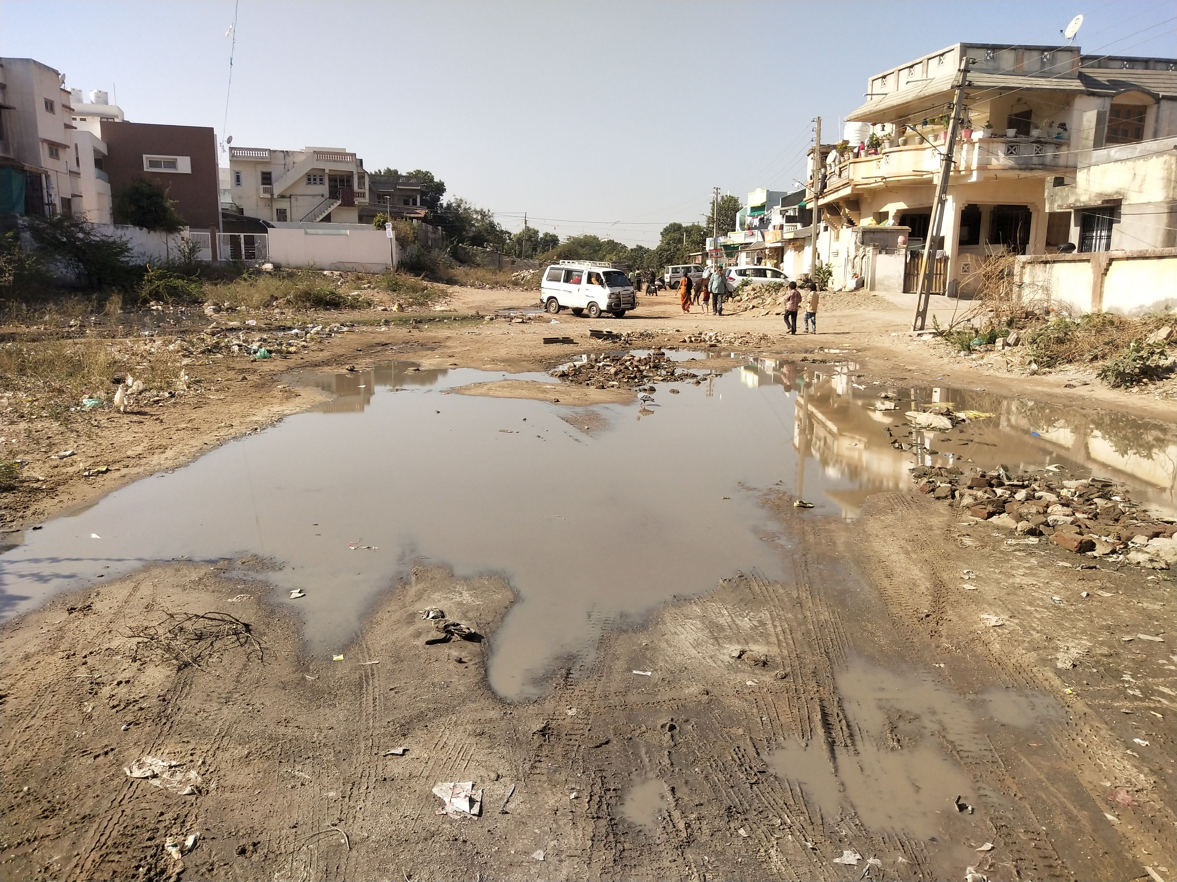 Banaskantha  district Gulbani Nagar area of Disa wrapped in dirt