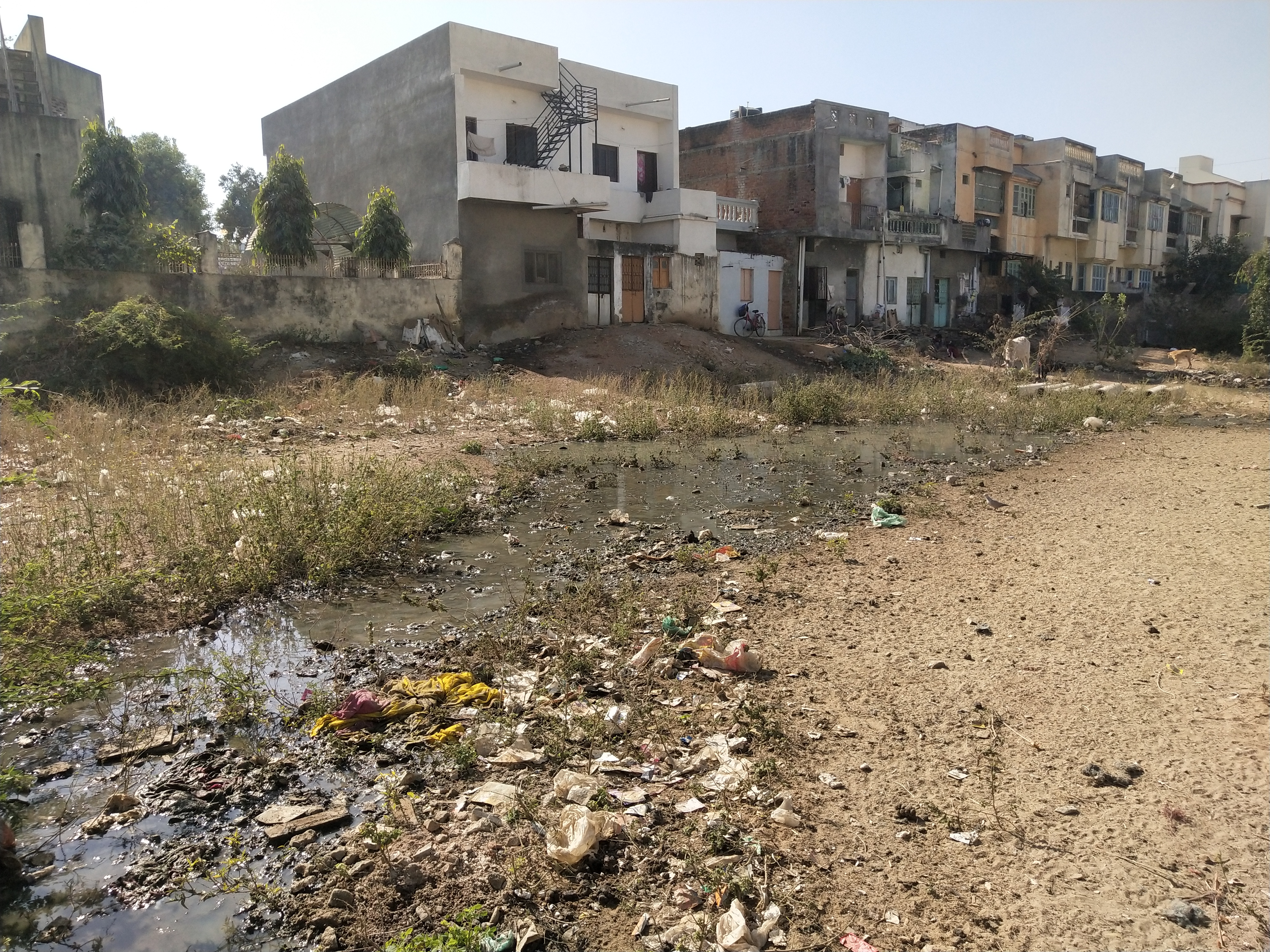 Banaskantha  district Gulbani Nagar area of Disa wrapped in dirt