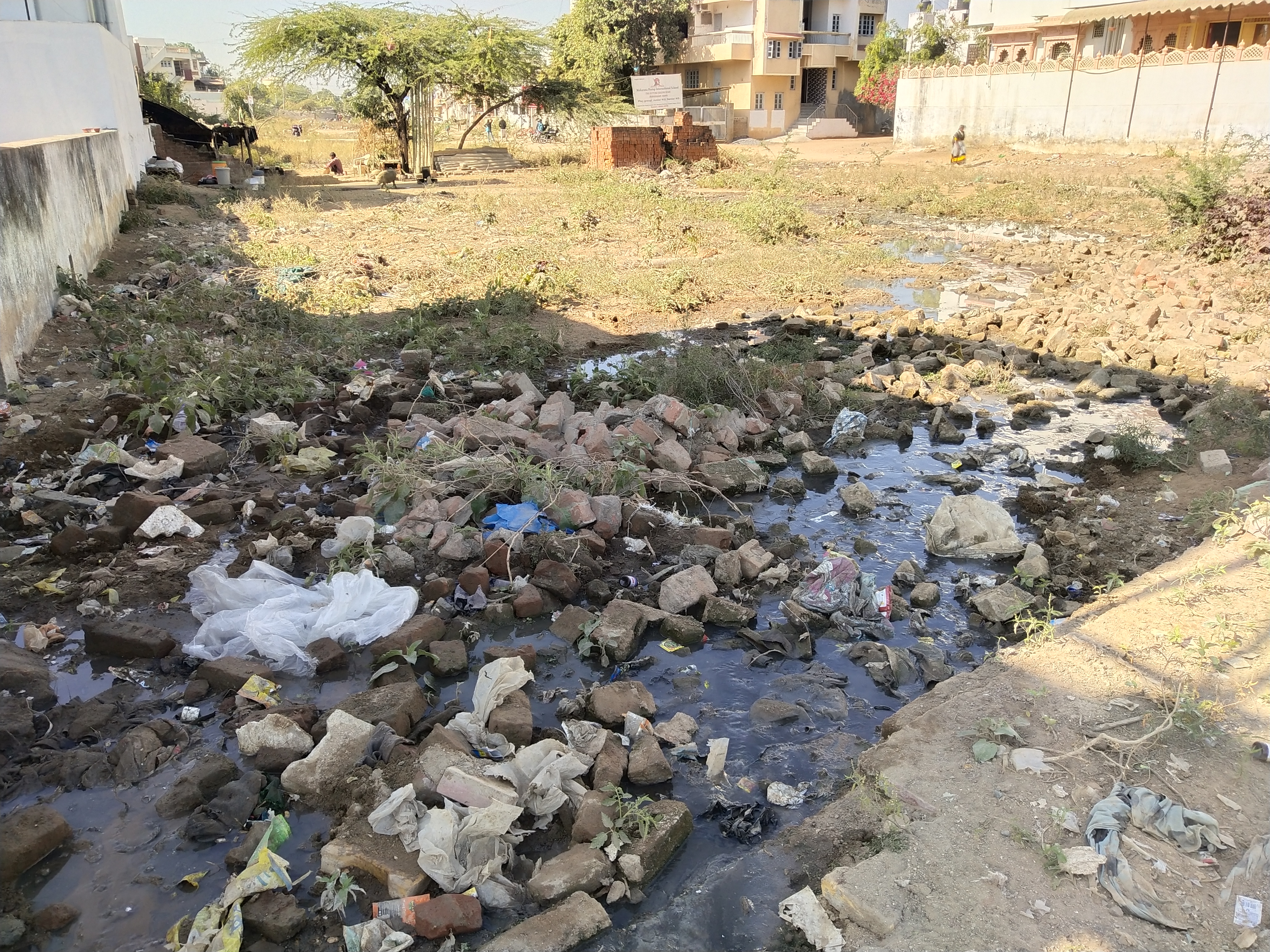 Banaskantha  district Gulbani Nagar area of Disa wrapped in dirt