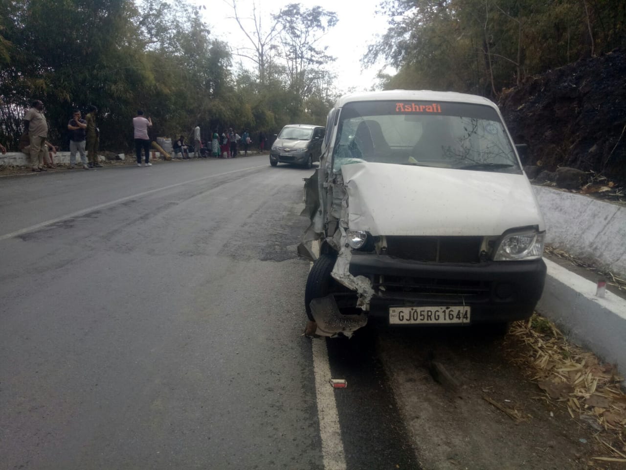 Accident between ST bus and Eco in Shivaghat