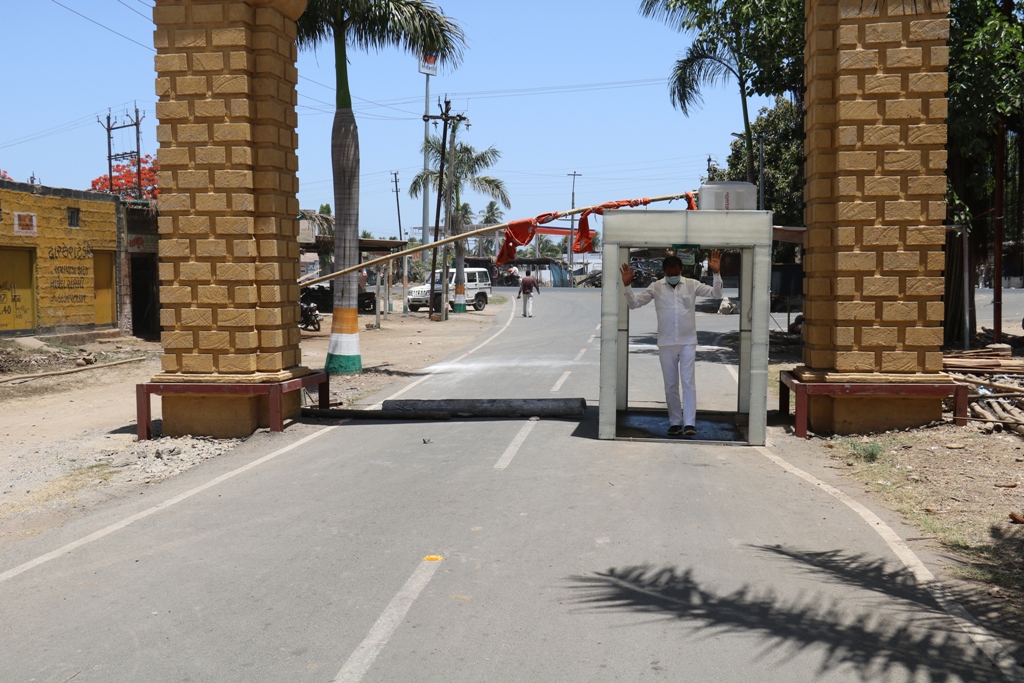 people automatically sanitized after entering in this village