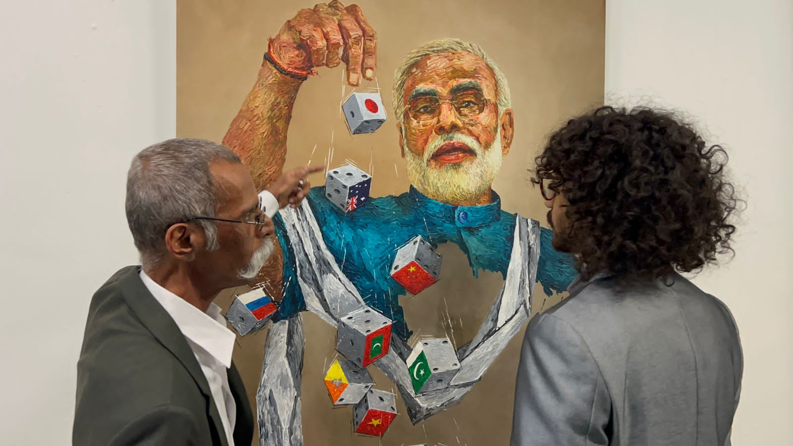 Dubai based PM Modis die hard fan created paintings depicting PM as a global leader