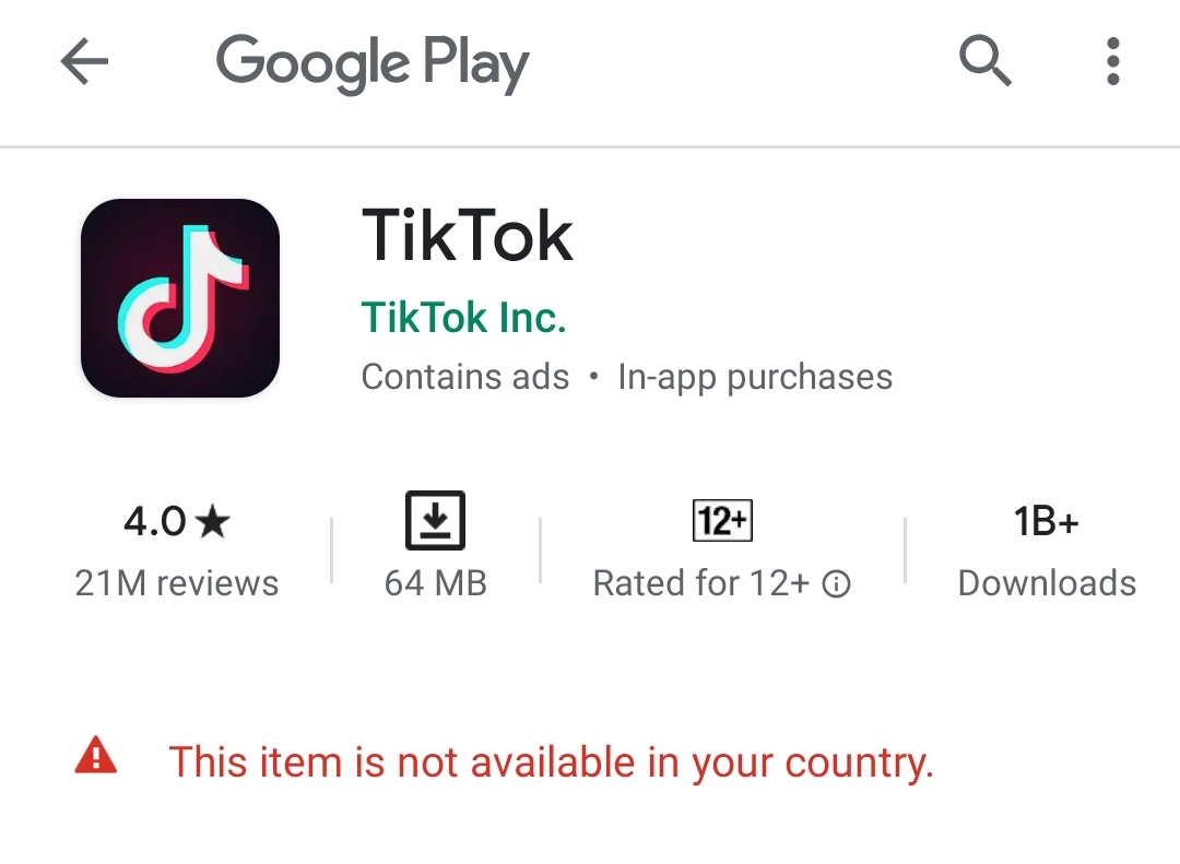 The app has been removed from Google Play in India