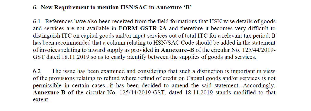 Relevant portion of the CBIC circular