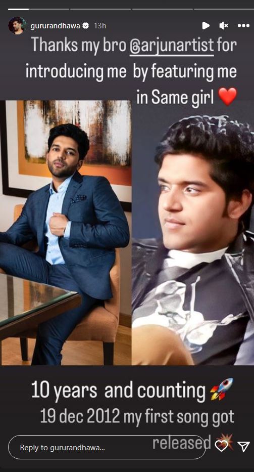 Punjabi singer Guru Randhawa completed  10 years  in  Punjabi entertainment