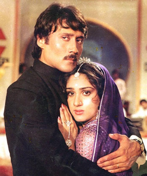 Meenakshi and Jackie Shroff in a still from Hero