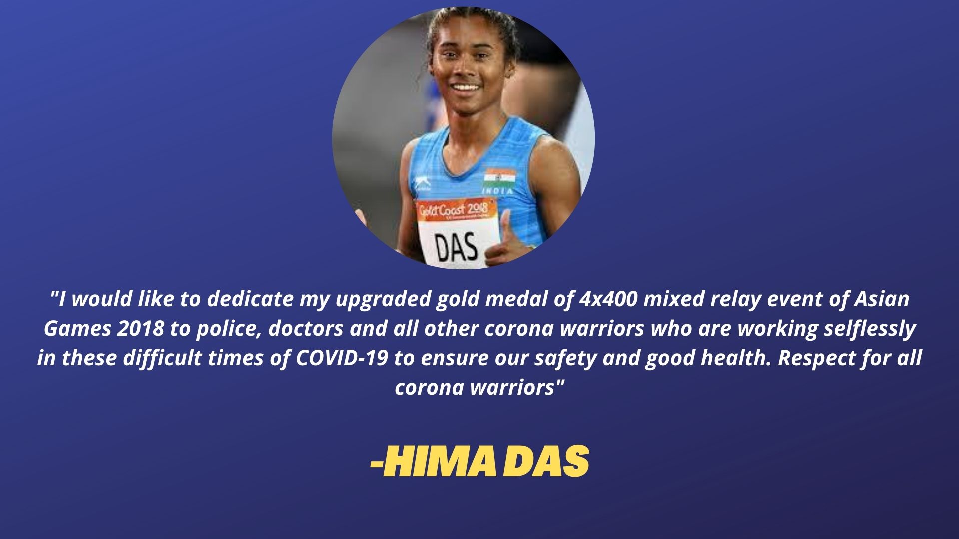 Hima Das dedicates upgraded gold medal to COVID-19 warriors