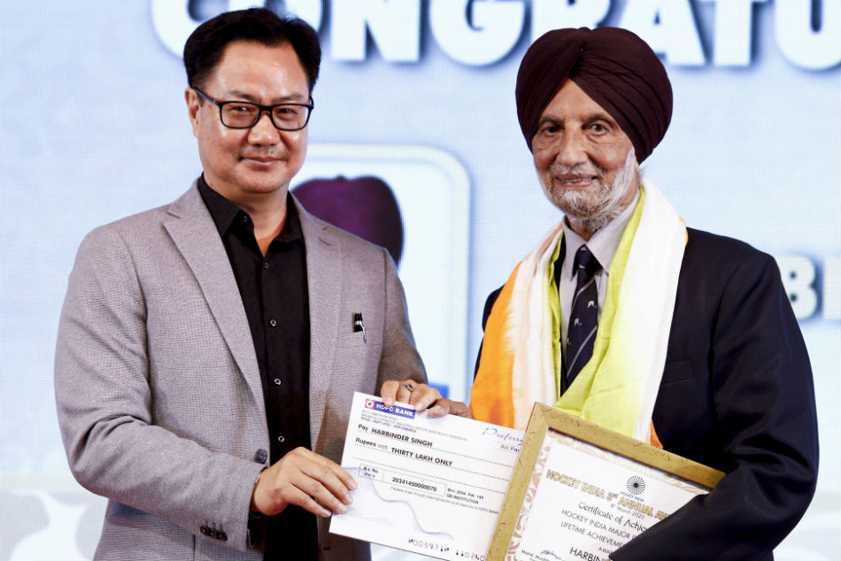 Harbinder Singh with Sports Minister Kiren Rijiju