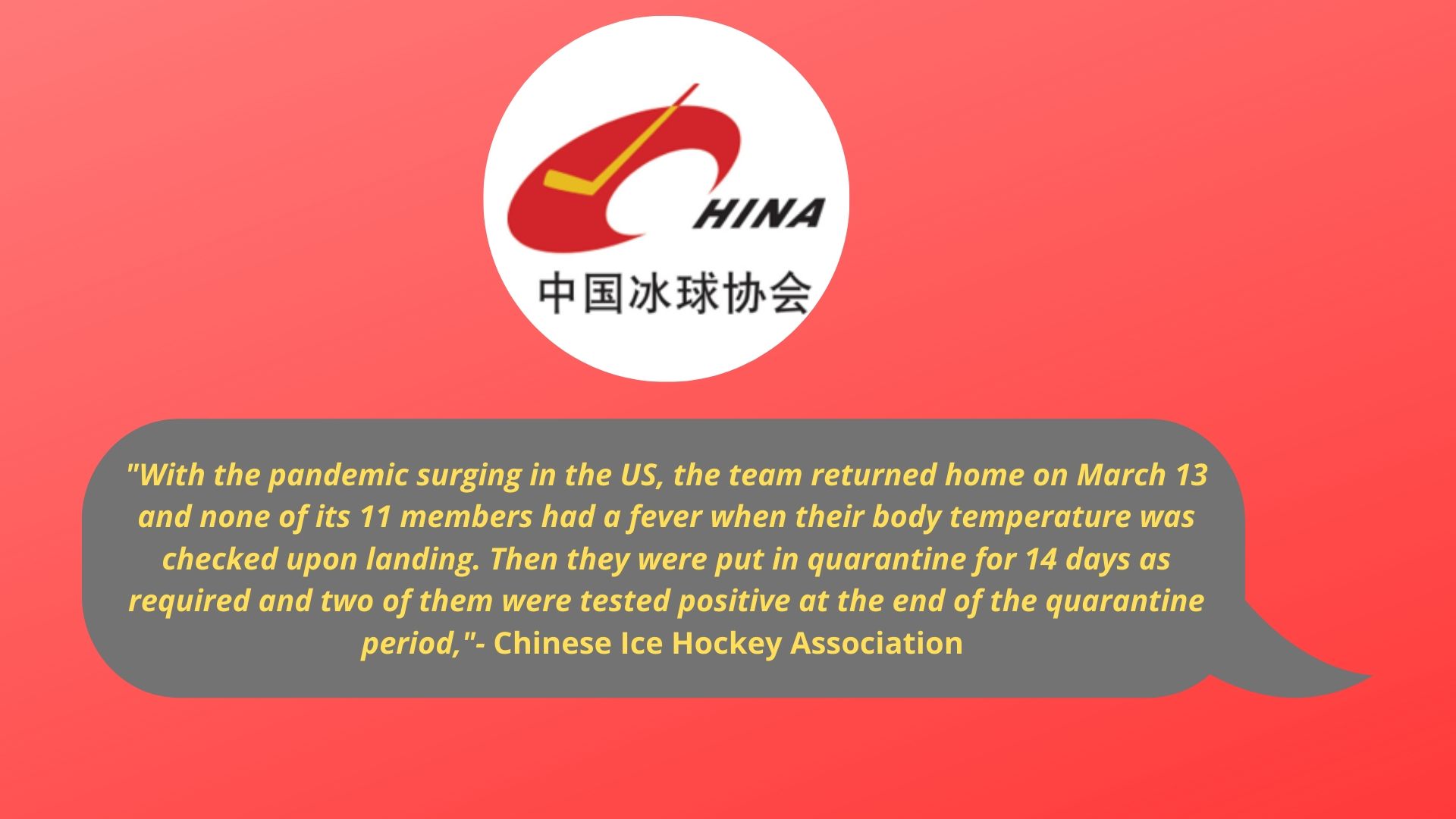 Chinese Ice Hockey Association's statement.