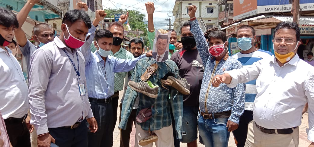 protest against china at lumding