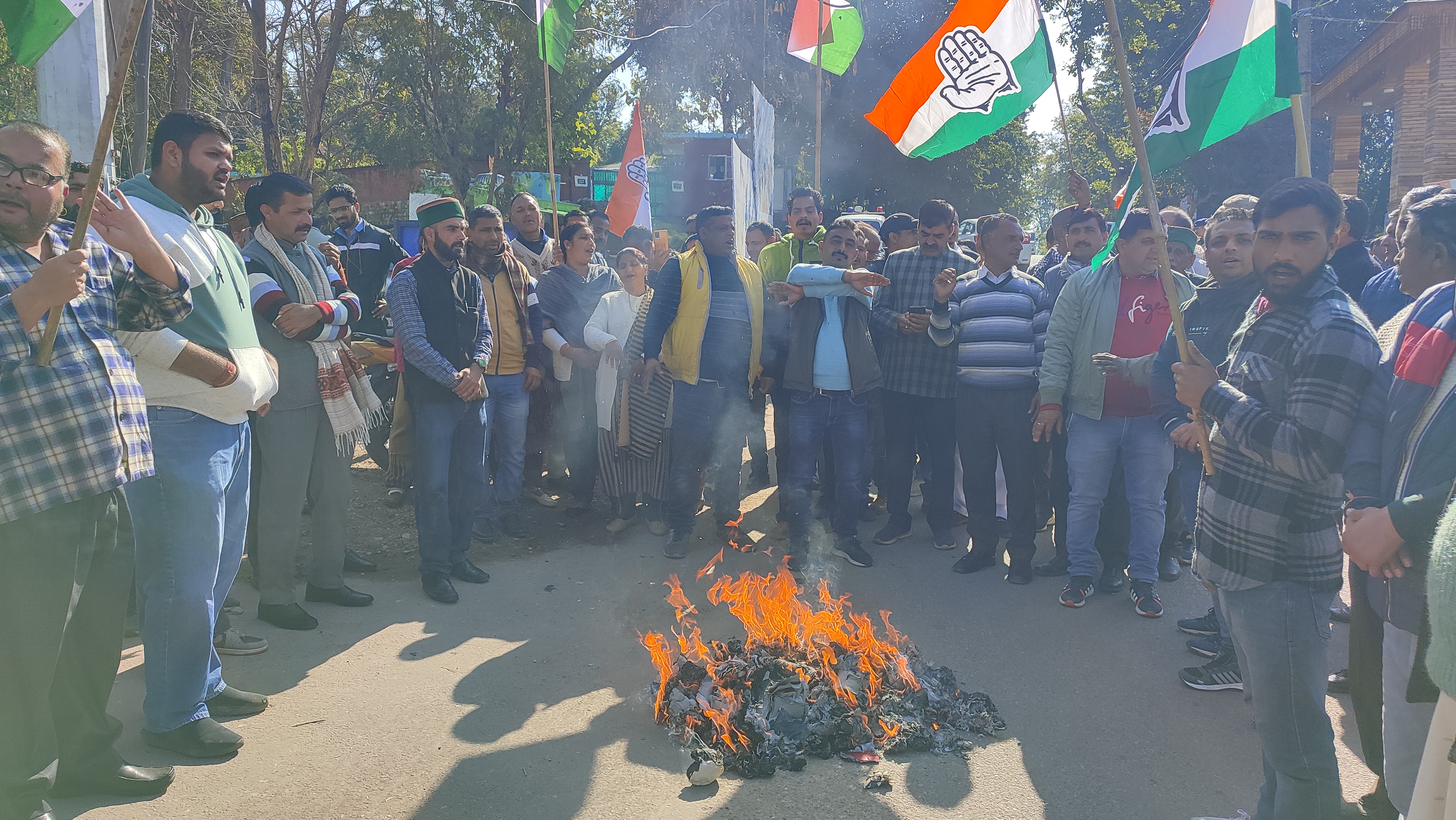 Congress protest in Bilaspur