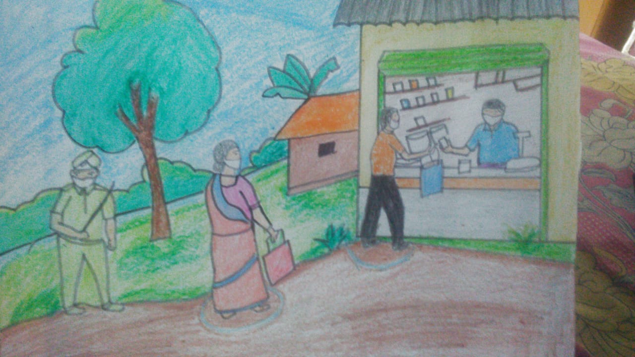 Online painting activities are being done in Bharedi School of Bhoranj