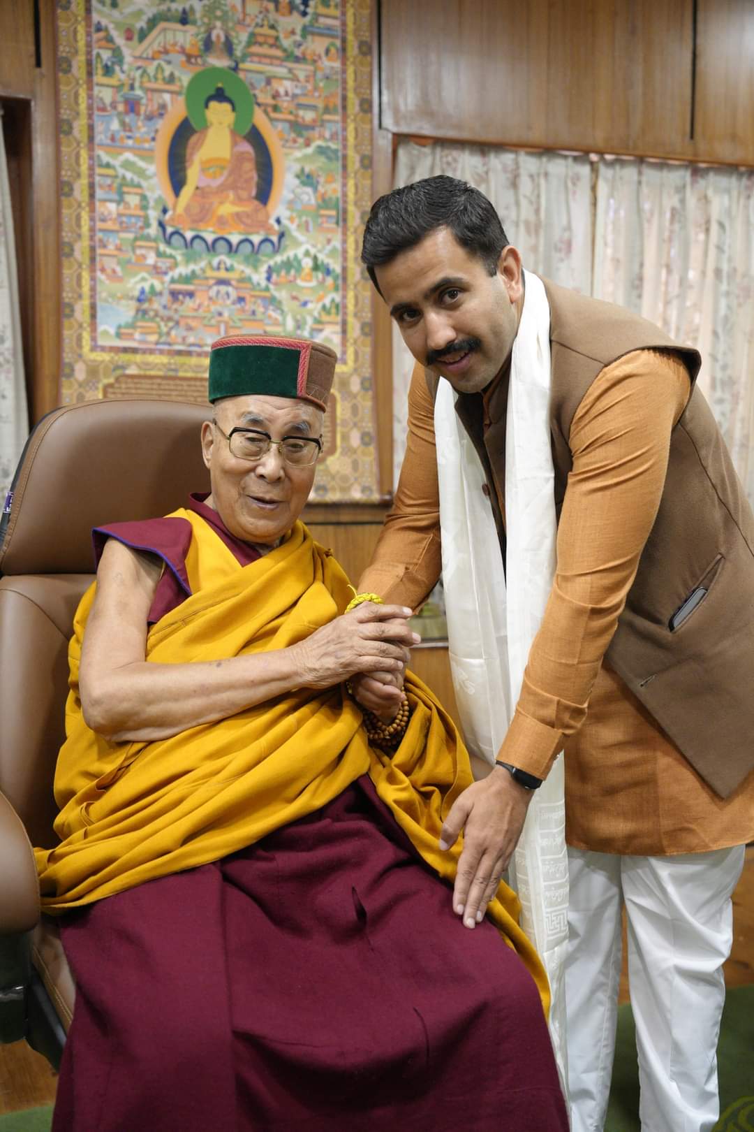 PWD minister Vikramaditya Singh met the religious leader Dalai Lama in McLeodganj.