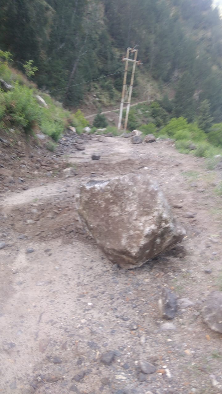 Apple Orchards damage due to stones falling from Tangling hills In Kinnaur