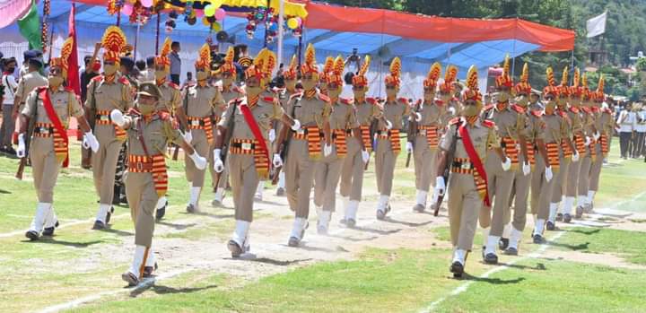 Police personnel parading