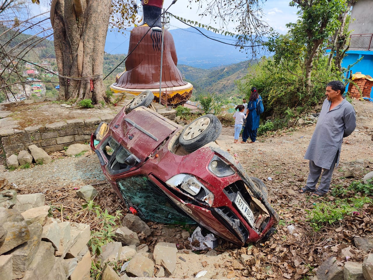 Car fell into a ditch near Rewalsar