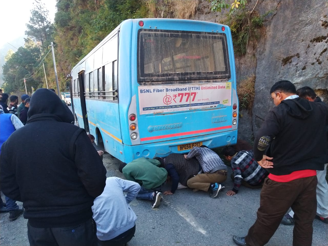 HRTC bus tires opened on shimla karsog road