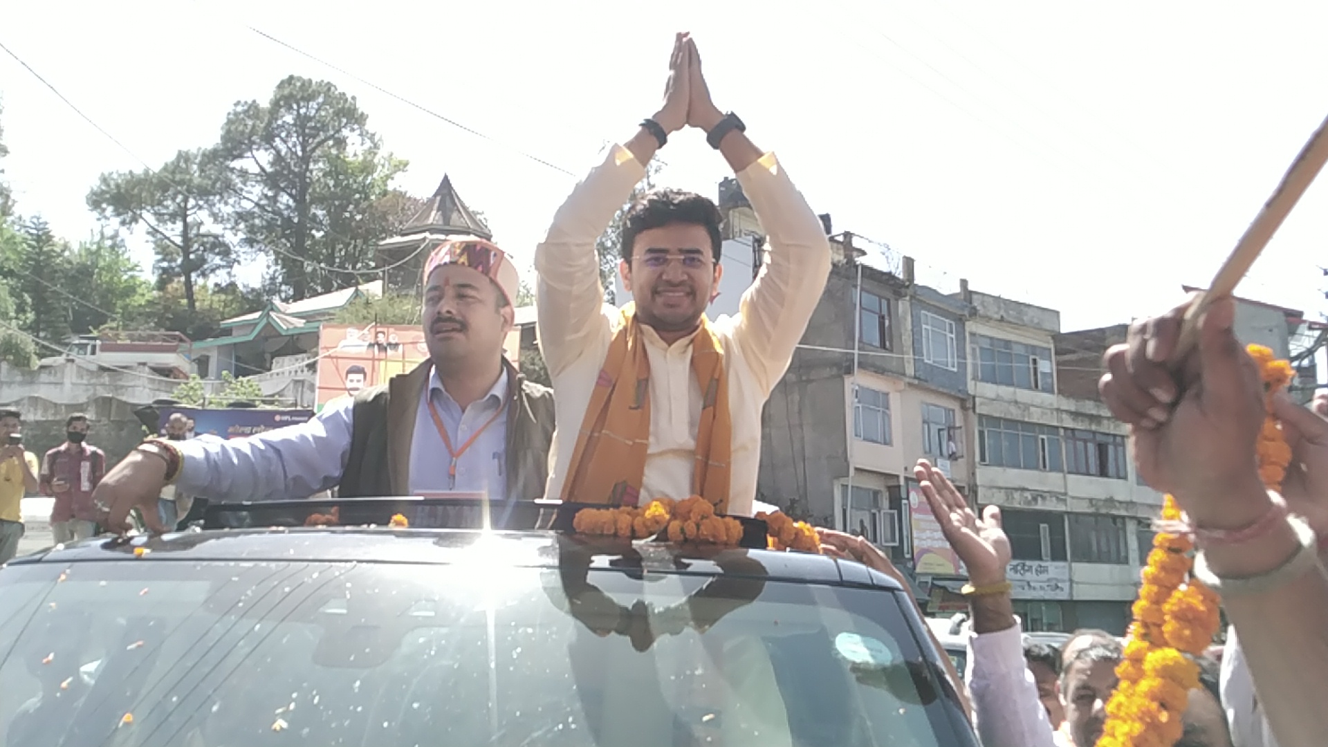 BJYM National President Tejashwi Surya welcomed in Solan.