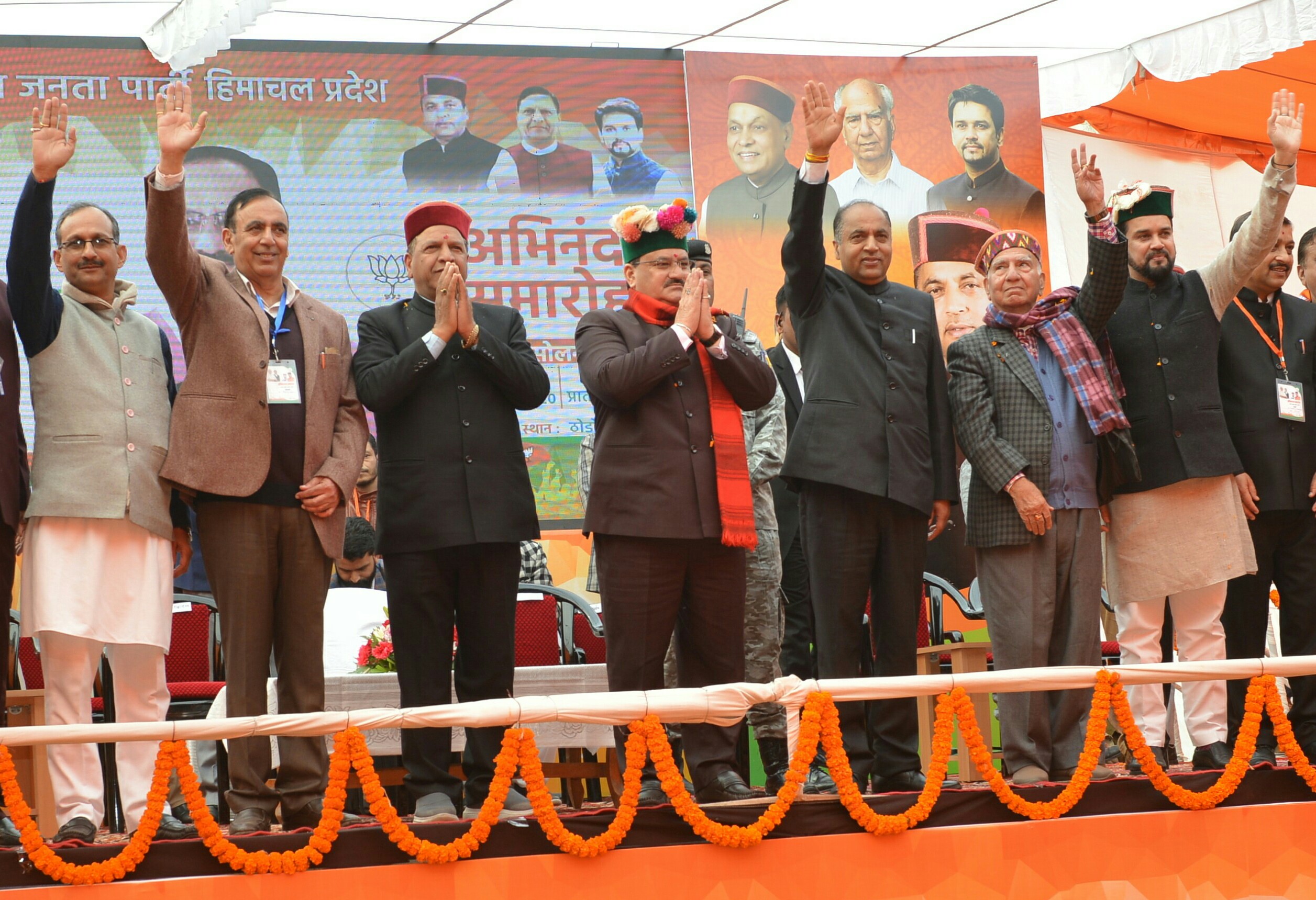 Former cm Shanta Kumar at Abhinandan rally, सोलन में अभिनंदन रैली में पूर्व मुख्यमंत्री शांता कुमार