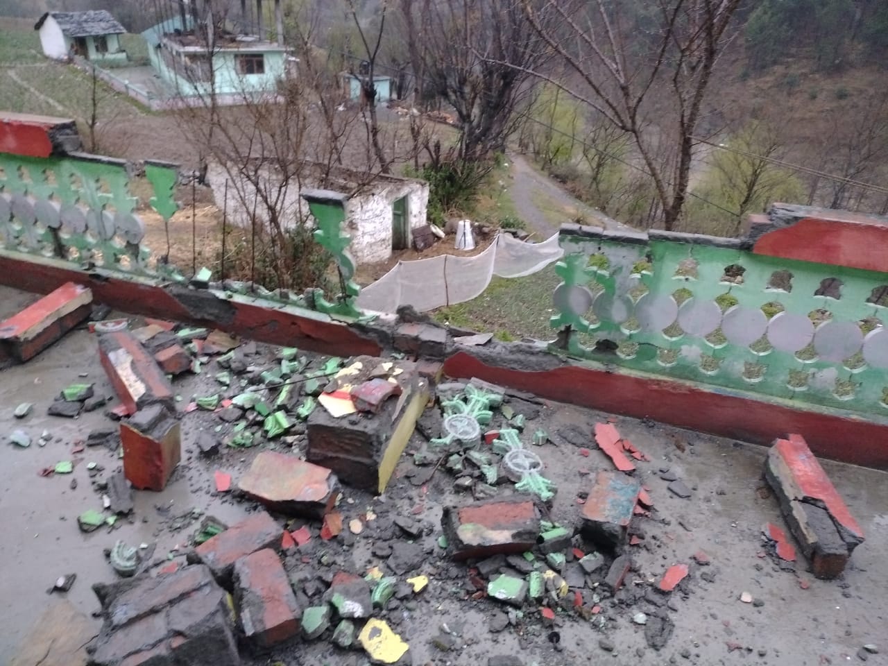 roofs of houses torn by the storm in Theog