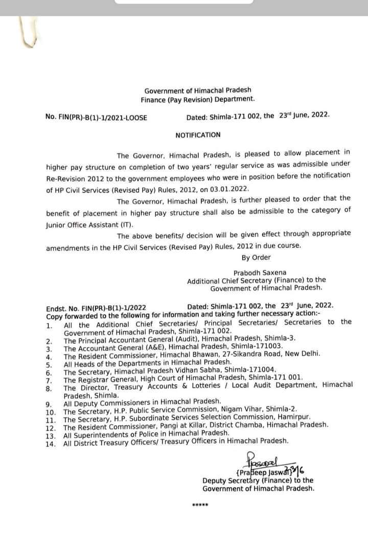 himachal government issued rider notification