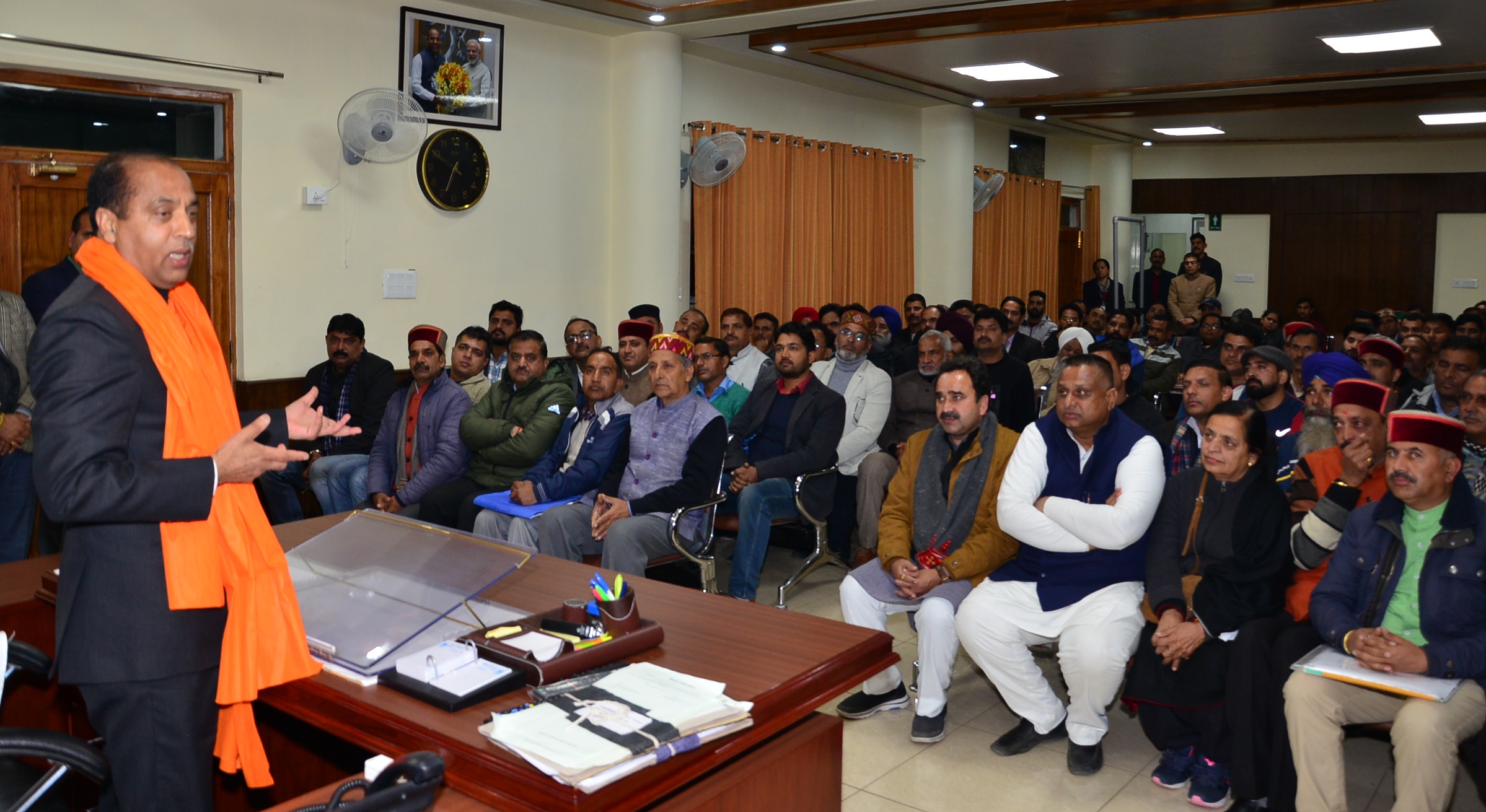 Solan District BJP President Ashutosh Vaidya meets cm Jairam Thakur