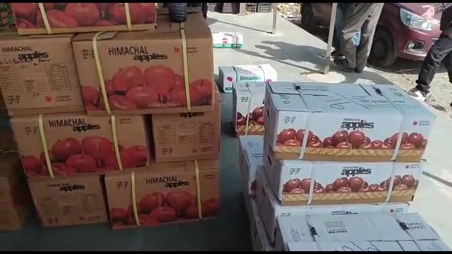 Apples in wine boxes in Shimla