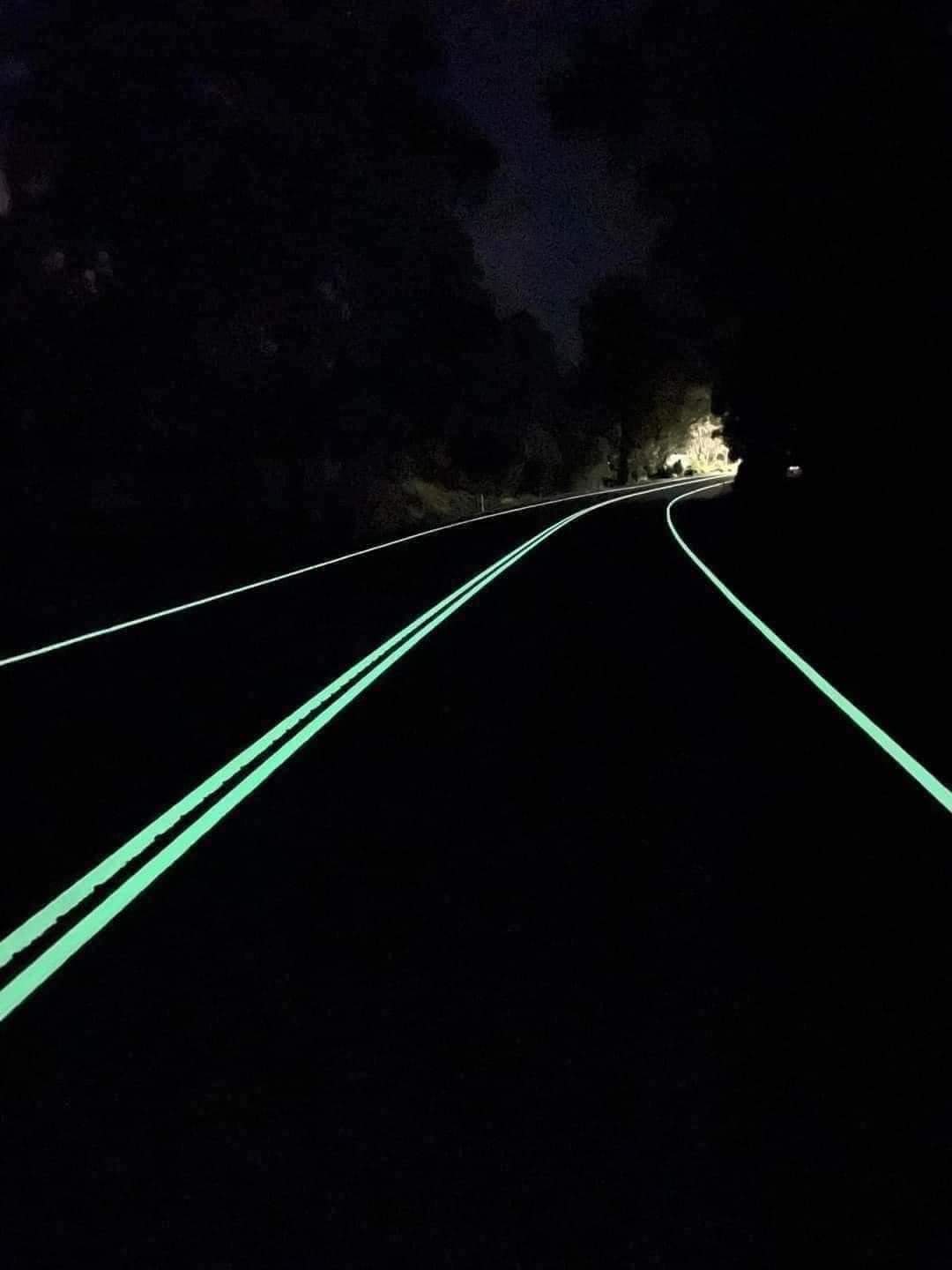 Night glow paint used on roads in Himachal