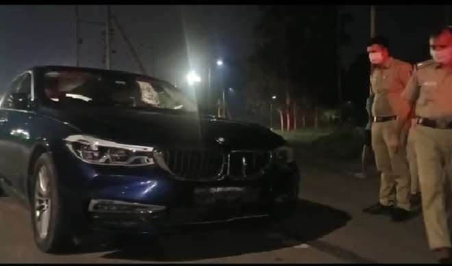 high speed BMW car hit a young man in chandigarh