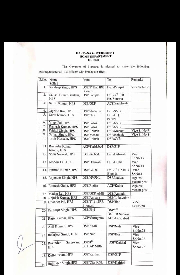 hcs officers transfer latter