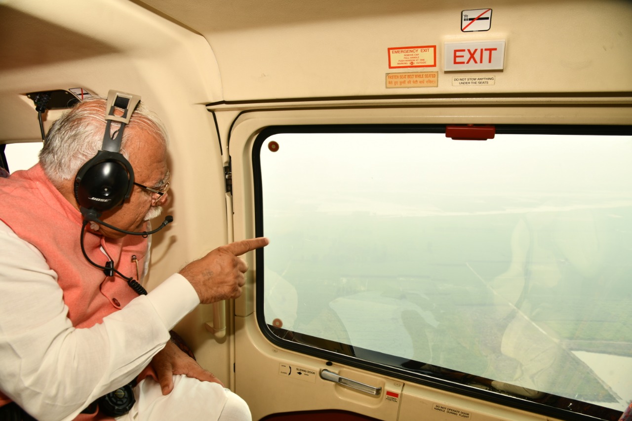 cm manohar lal aerial inspection Flood