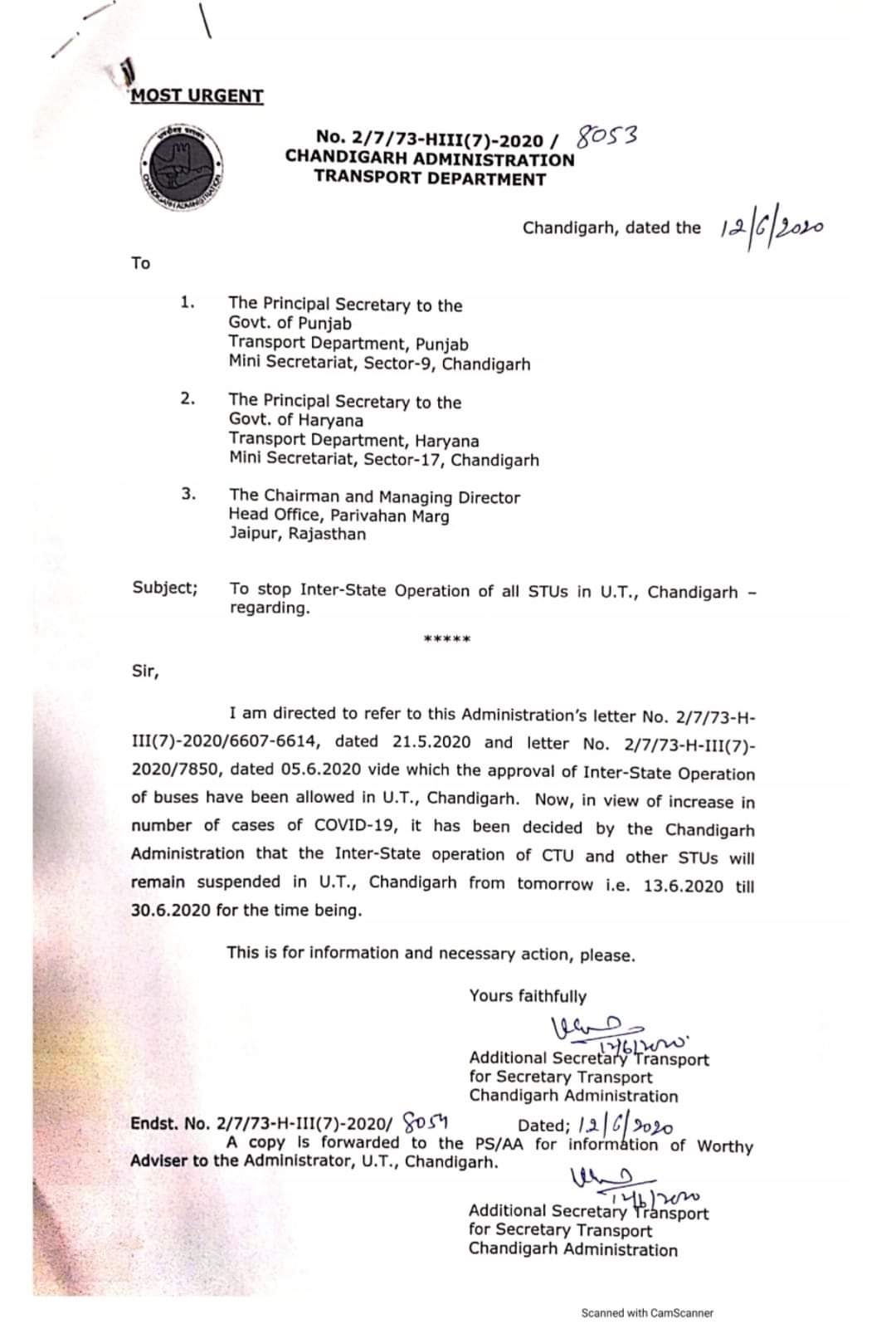 long route buses stop due to corona patient increase in chandigarh