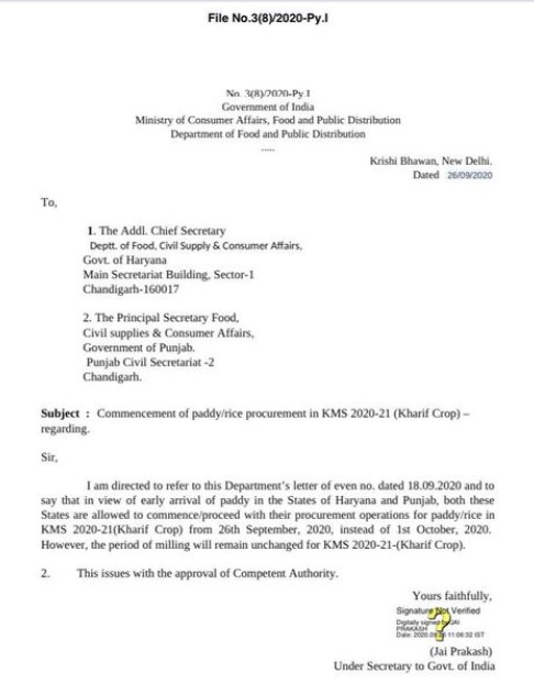 msp procurement of kharif paddy begins immediately in haryana
