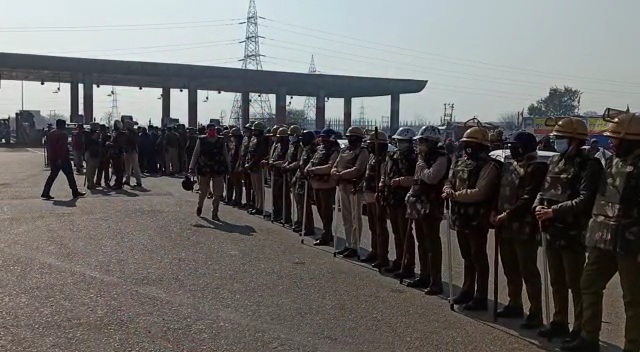 Heavy police force deployed at Karnal toll plaza