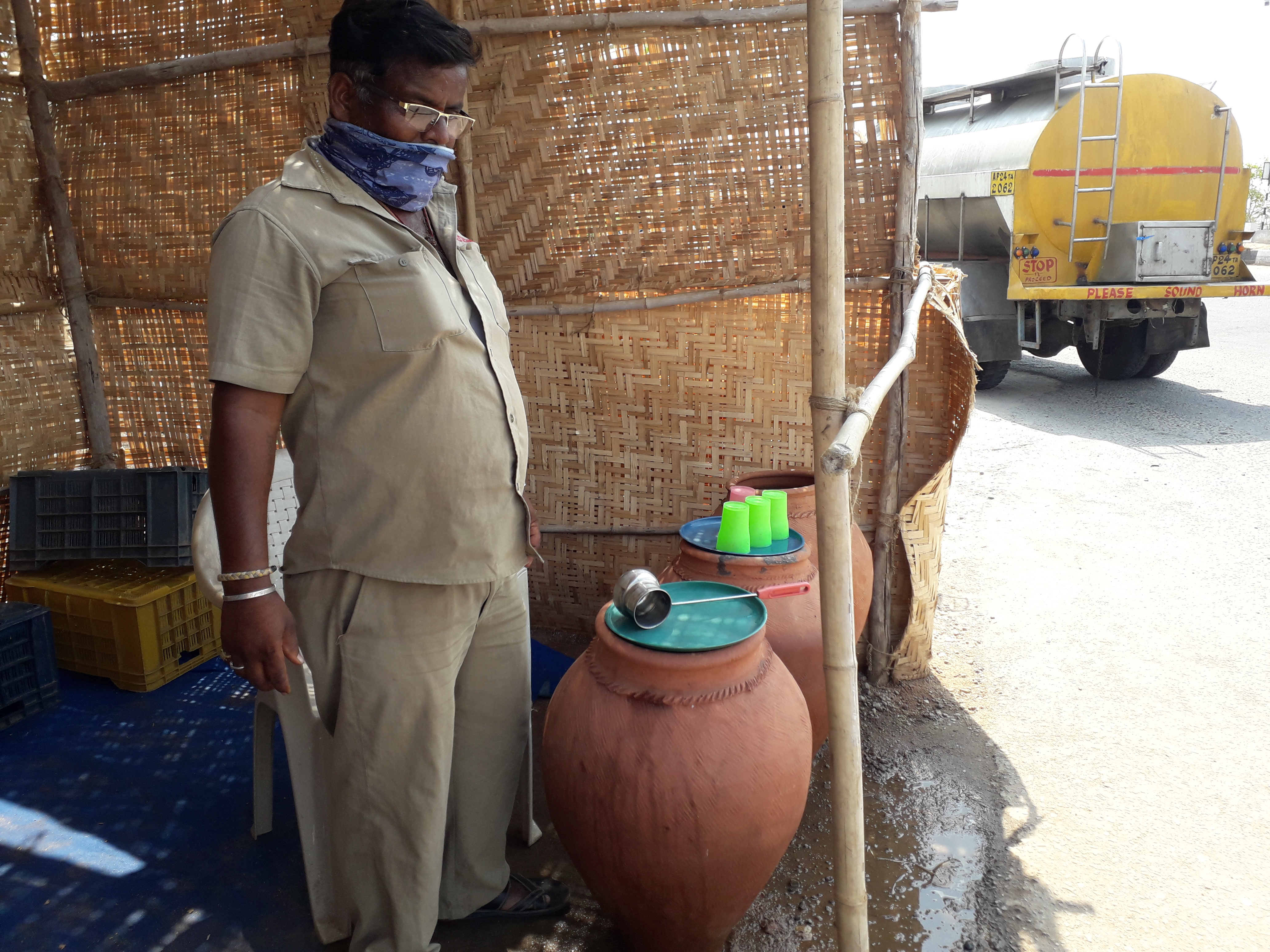 OFFICERS SET UP DRINKING WATER WITH OUT ANY PRECAUTIONS