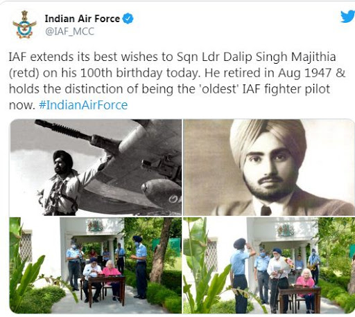 iaf fighter pilot dalip singh majithia turns 100