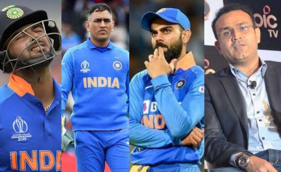 Virender Sehwag,  M.S. Dhoni,  Rishabh Pant, Team India