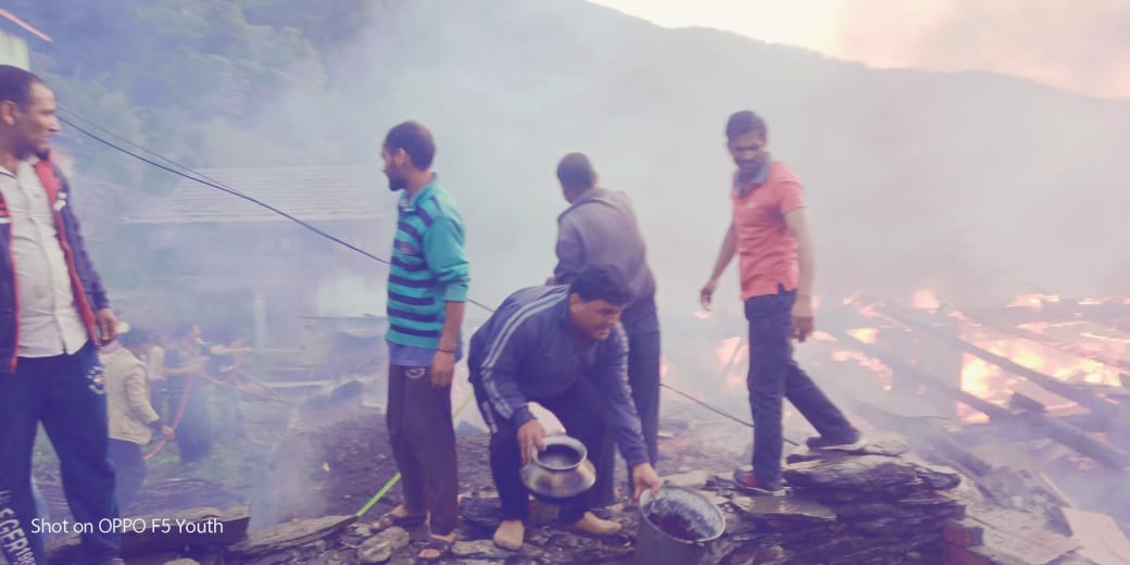 fire caught  in home in chamba