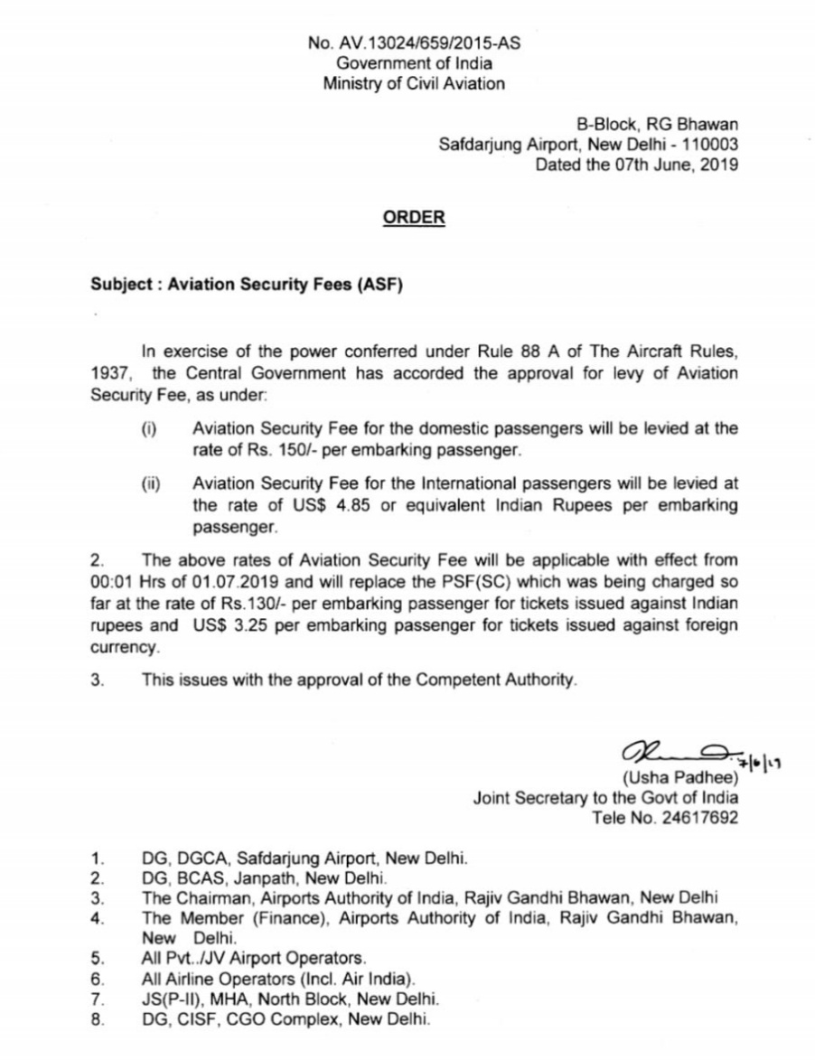 Air travel,Aviation Security Fees,Passenger Service Fee,ASF,PSF,Ministry of Civil Aviation,air passengers,business news