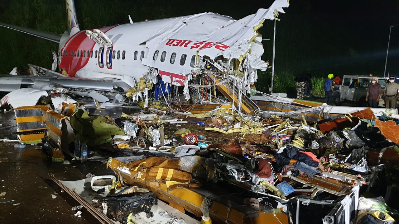 The aircraft broke into two parts as it fell into the valley