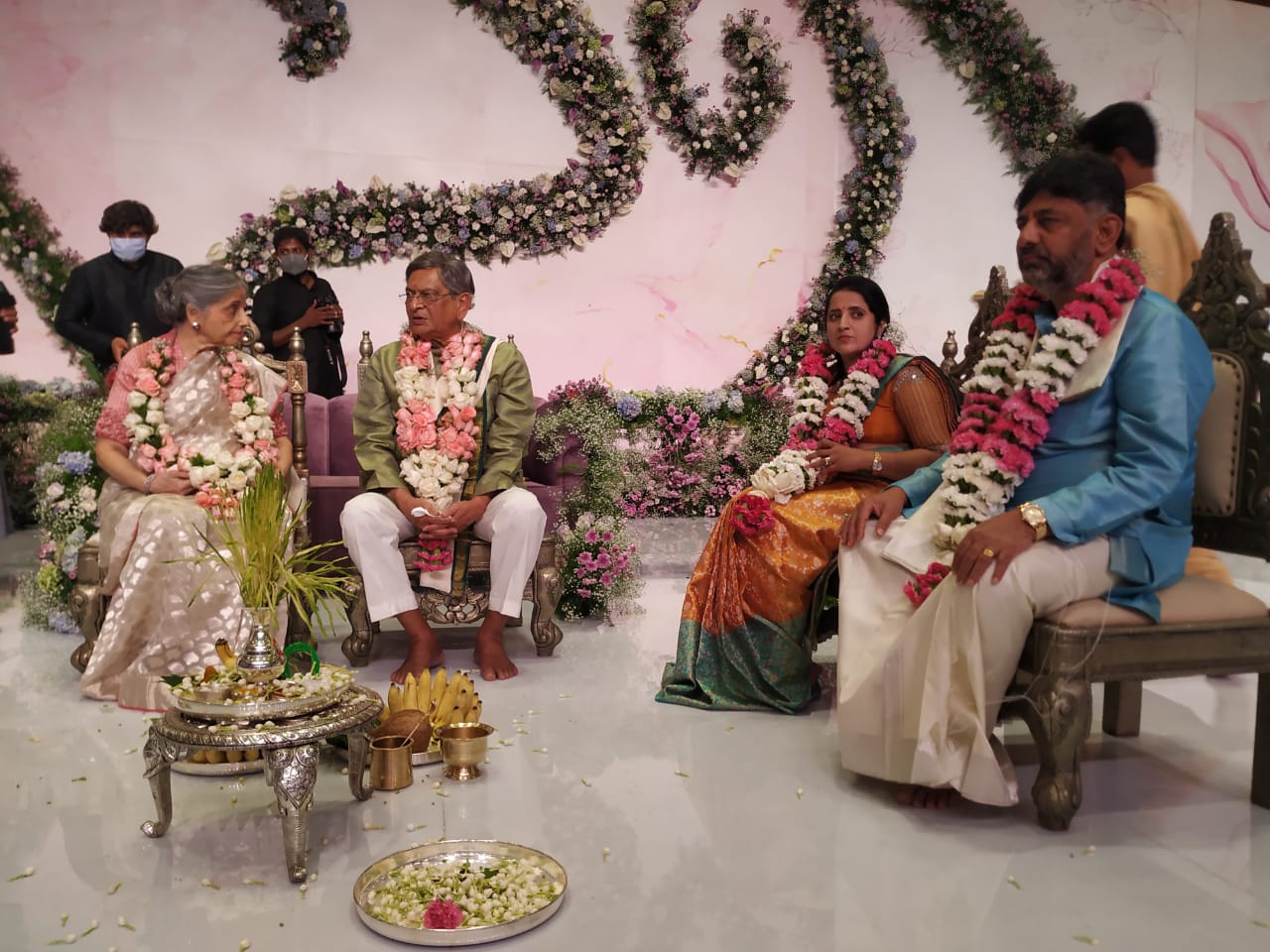 Engagement ceremony of Congress leader DK Shivakumars daughter Aishwarya with Amartya Hegde