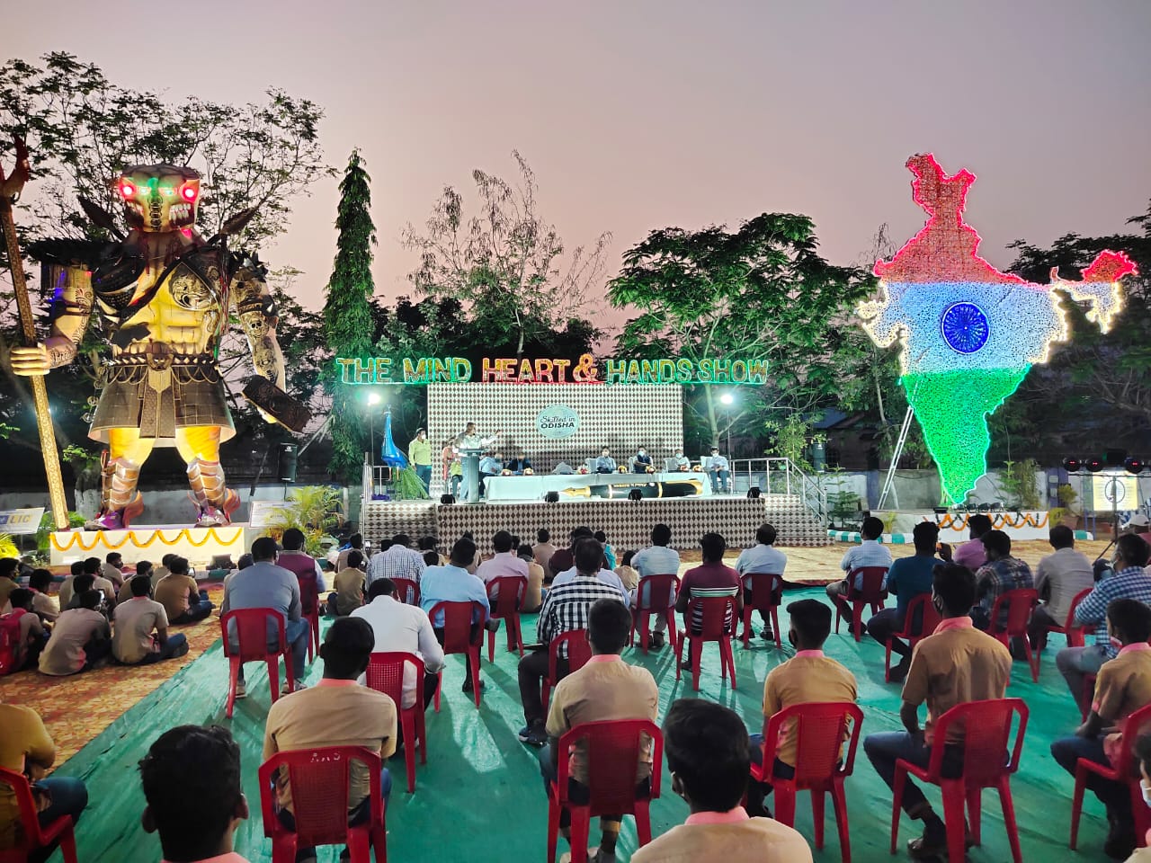 30 foot tall map of India made by Odiha's ITI students and teachers