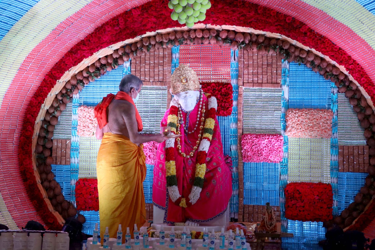 temple decorated with Corona medicine