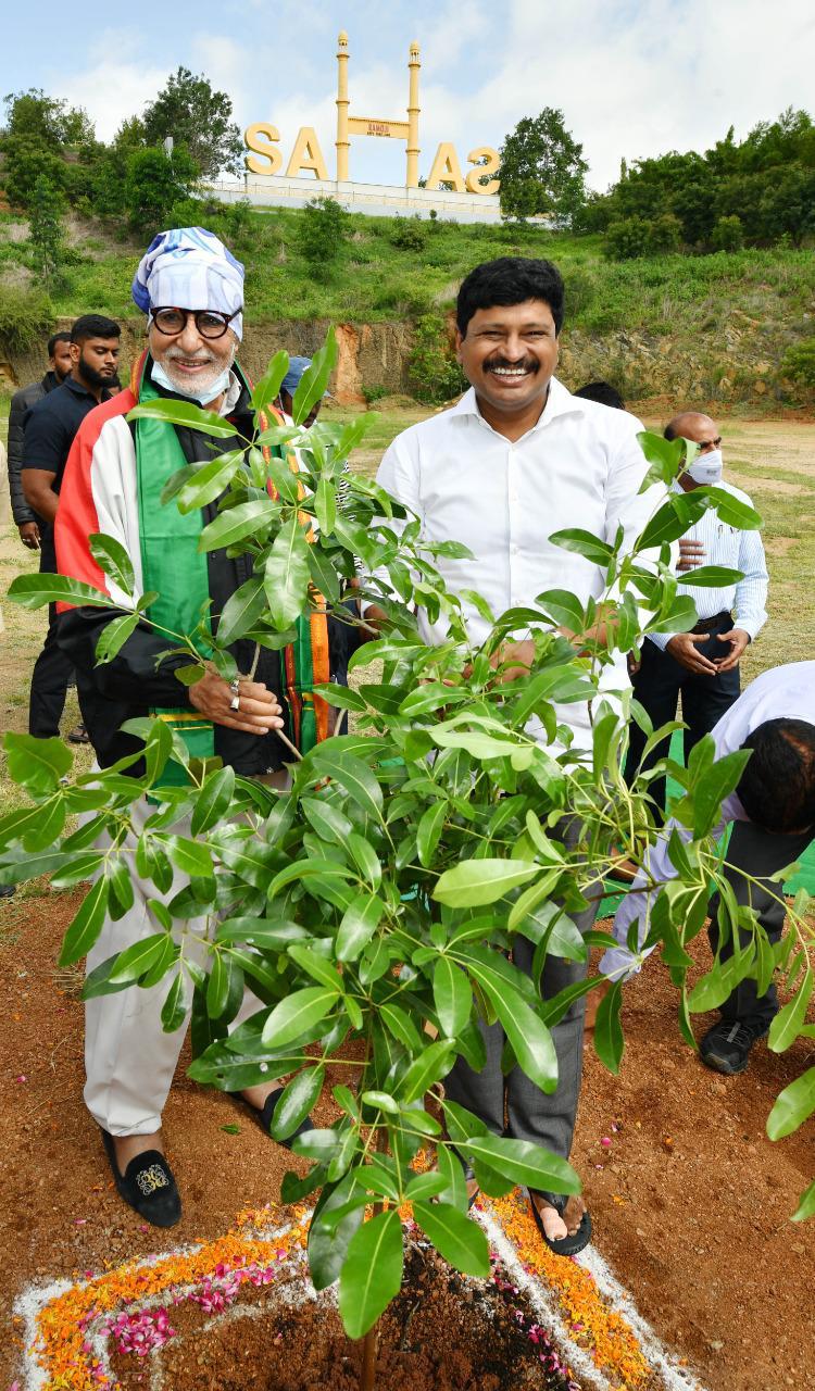 Amitabh Bachchan takes part in Green India Challenge in Ramoji Film City