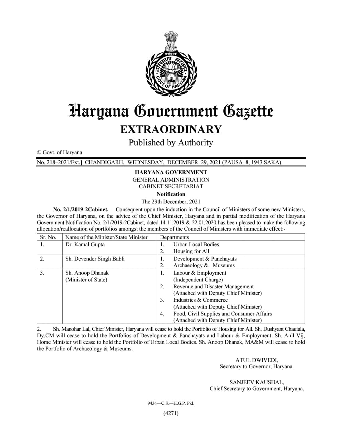 Haryana cabinet expansion