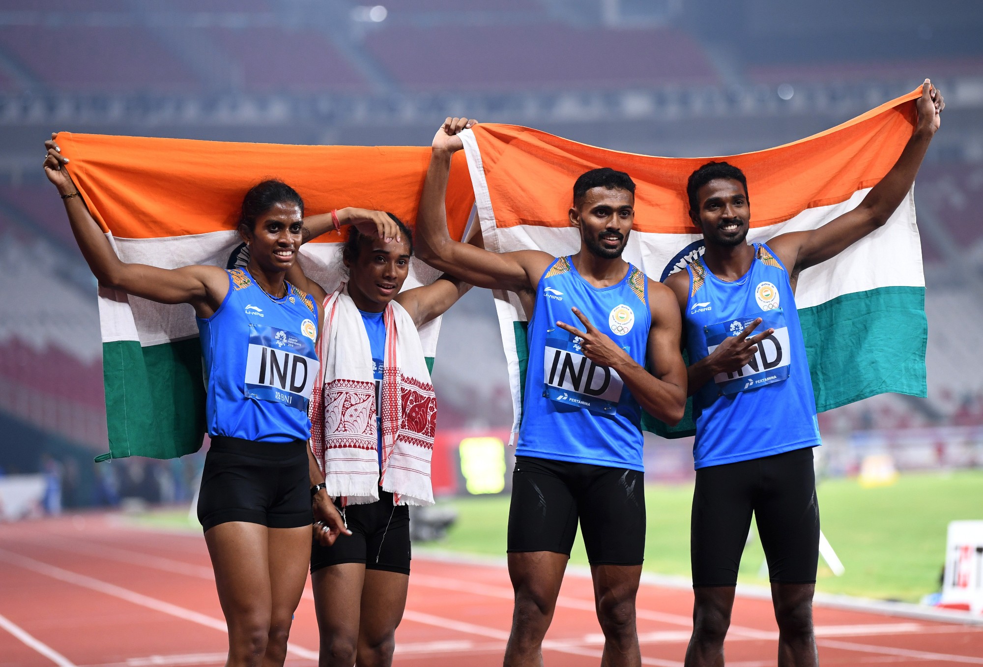 Indian mixed relay team at 2018 Asian Games.