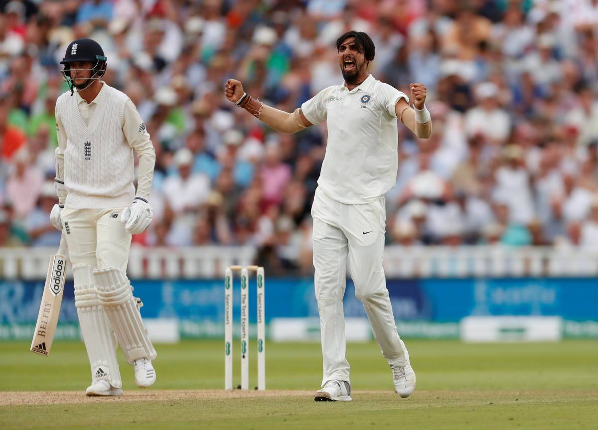 Ishant Sharma celebrates after picking up 7 wickets for 74 against England in 2014 Lord's Test.