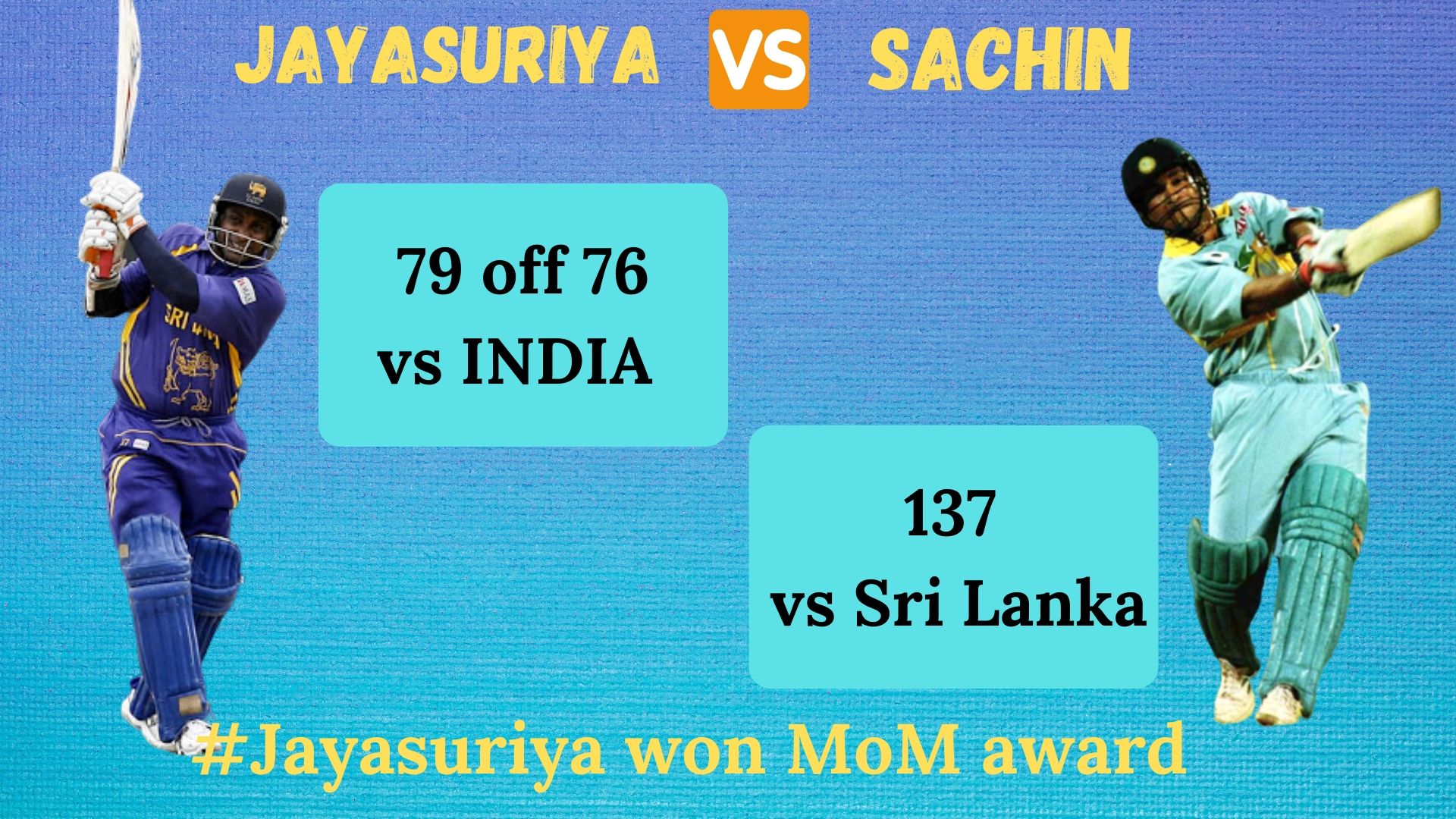 Sanath Jayasuriya and Sachin Tendulkar's performances during India vs Sri Lanka group league match.