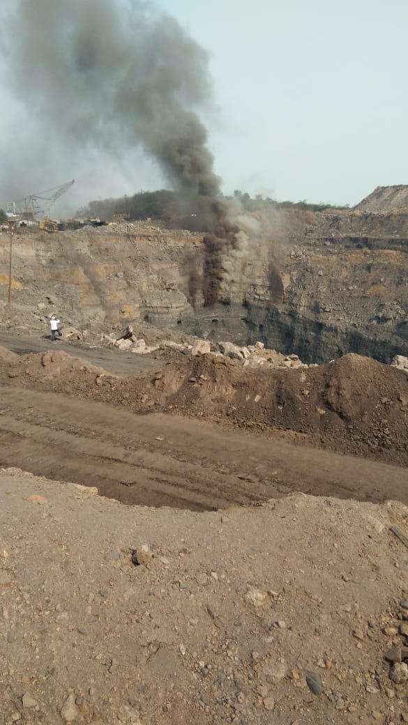 fire in BCCL's open cast mines gallery in dhanbad