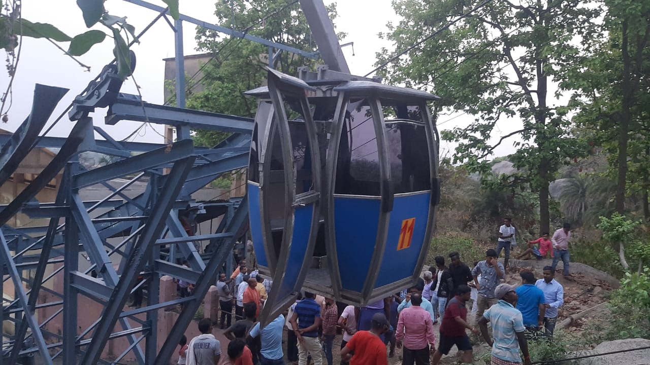 Trikut mountain ropeway trolleys collide in Deoghar